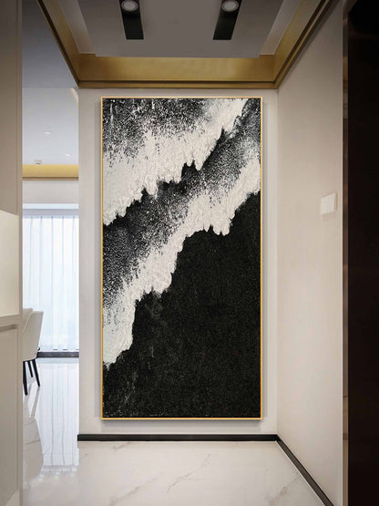 Textured Monochrome Oil Painting for Modern Home Decor