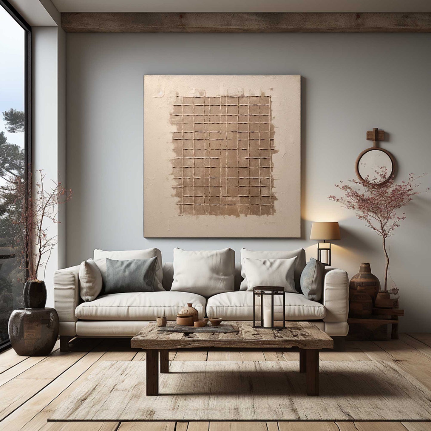 Minimalist Wabi-Sabi Oil Painting for Serene Home Decor and Unique Wall Art