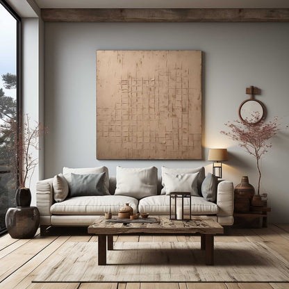 Elegant Wabi-Sabi Oil Painting for Minimalist Home Decor and Art Lovers