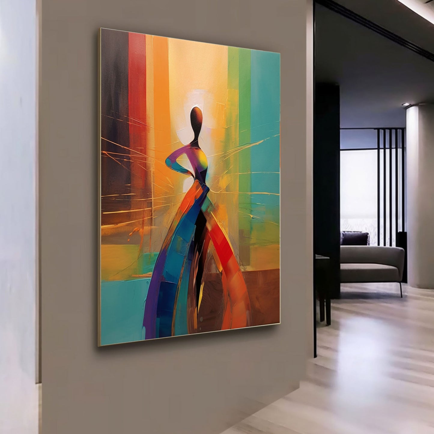 Vibrant Abstract Woman Oil Painting for Modern Home Decor