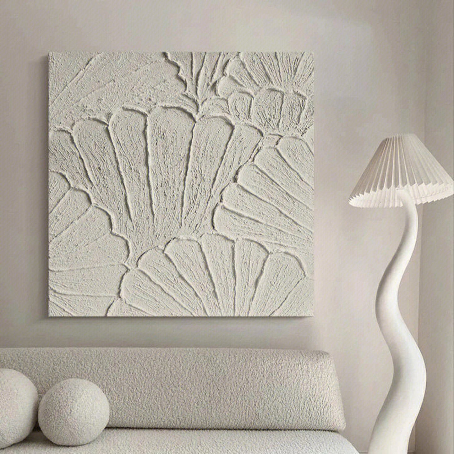 Textured Floral Plaster Oil Painting for Modern Home Decor and Wall Art