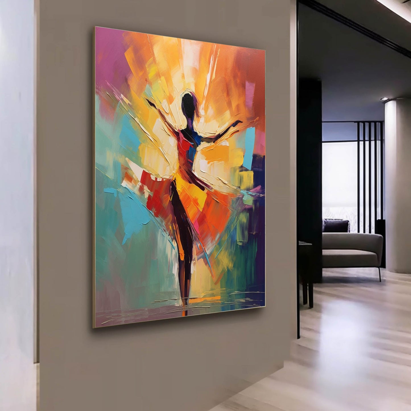 Vibrant Dancer Oil Painting - Colorful Abstract Art for Modern Home Decor