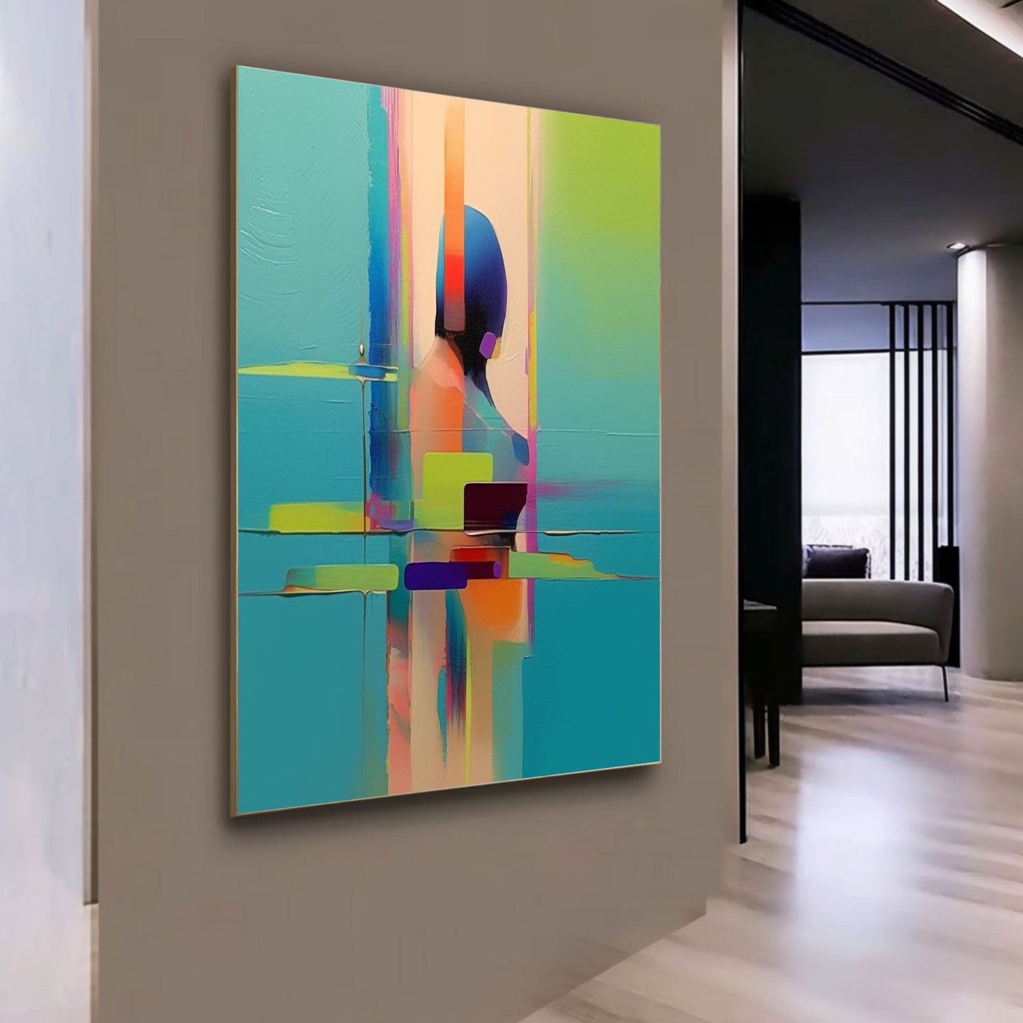 Vibrant Abstract Figure Oil Painting for Modern Home Decor