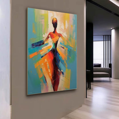 Vibrant Abstract Dance Oil Painting for Modern Home Decor