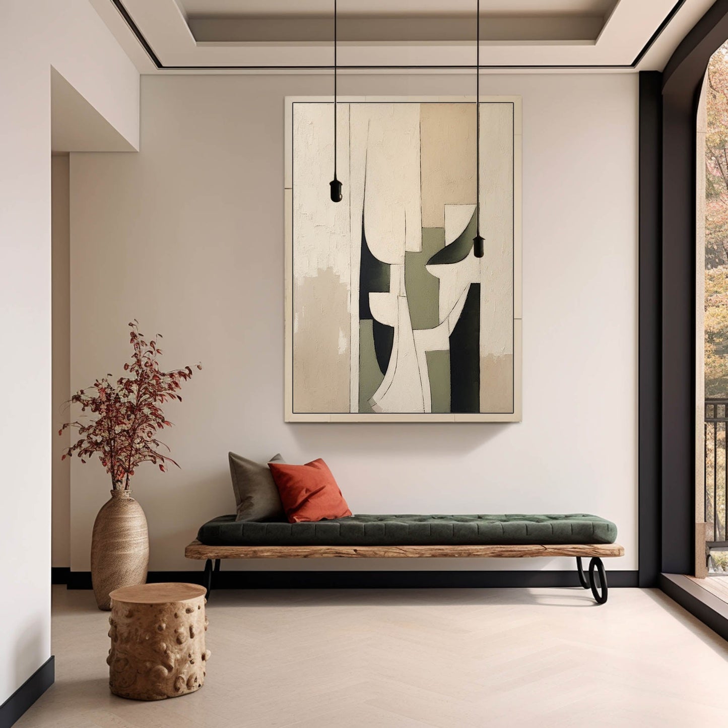 Abstract Neutral Tones Oil Painting for Contemporary Home Decor