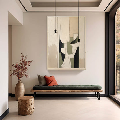 Abstract Neutral Tones Oil Painting for Contemporary Home Decor