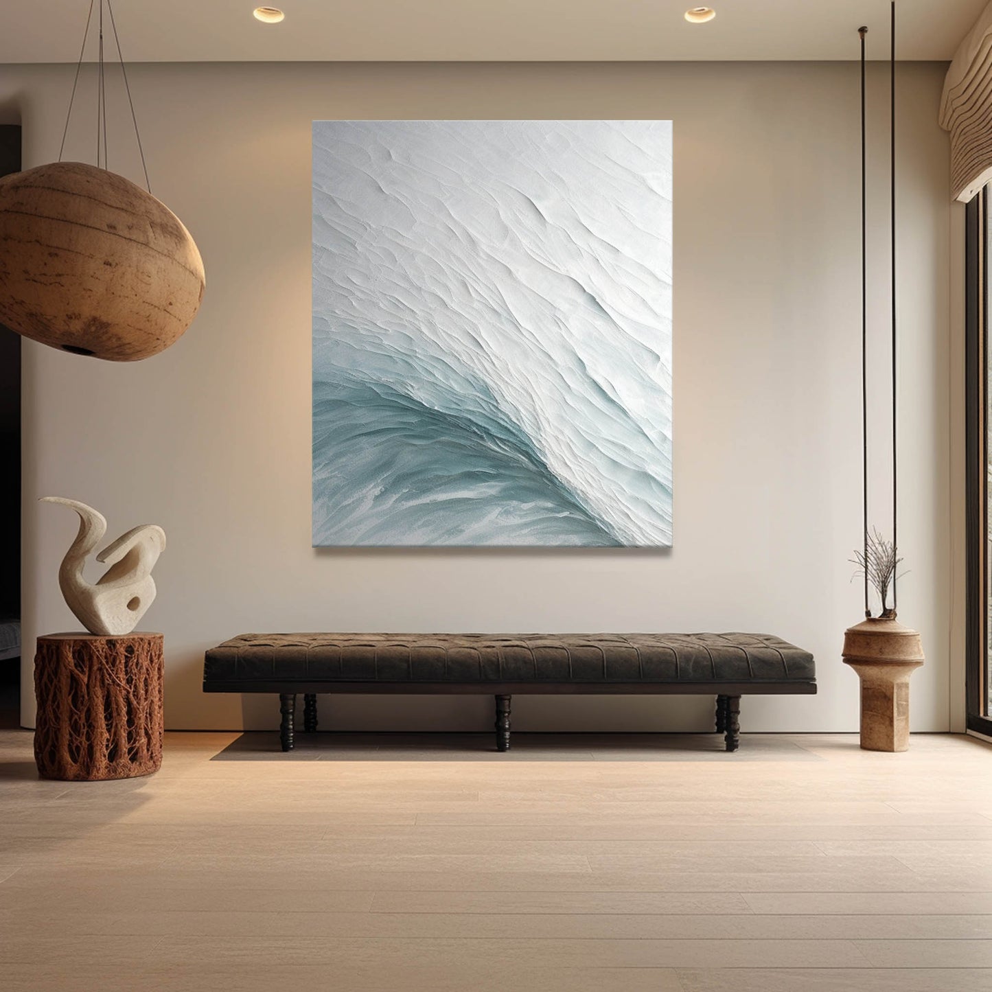 Serene Ocean Wave Texture Oil Painting for Elegant Home Decor