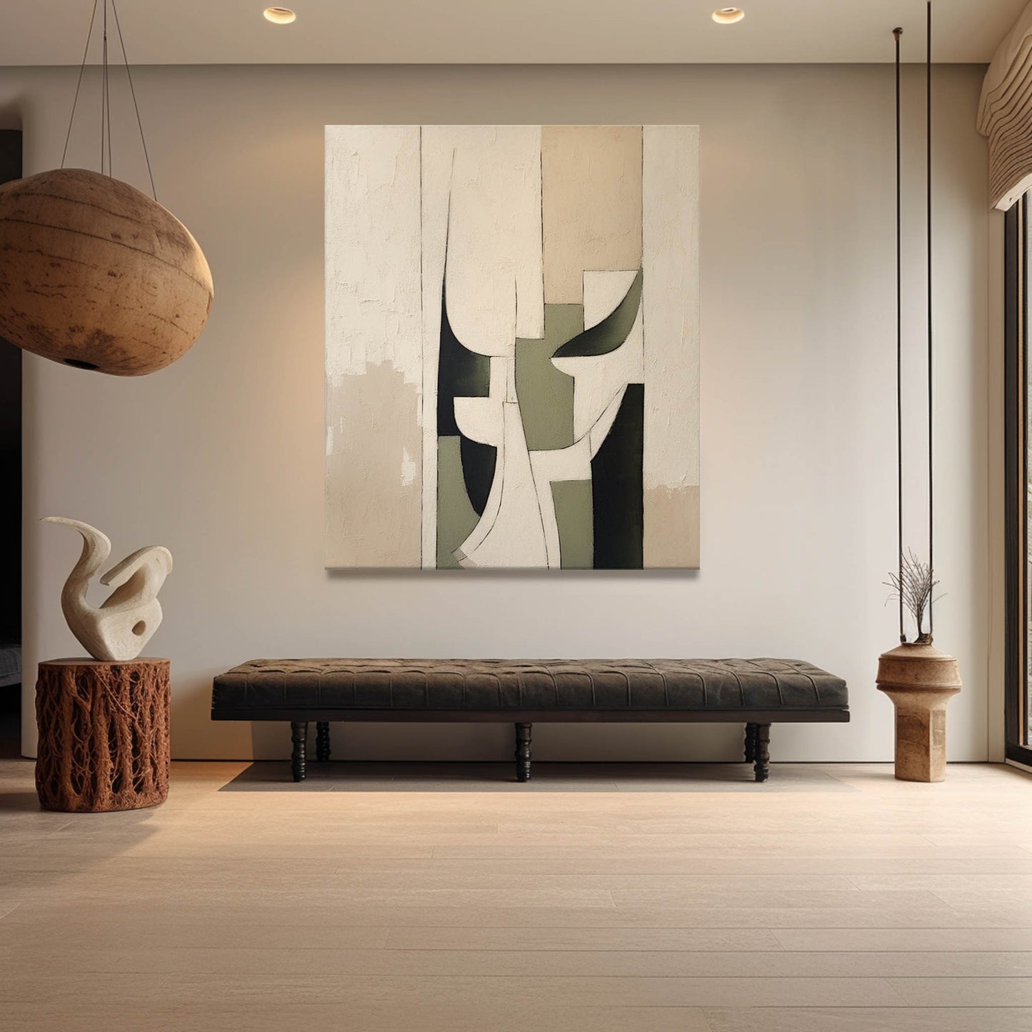 Abstract Neutral Tones Oil Painting for Contemporary Home Decor