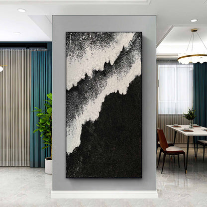 Textured Monochrome Oil Painting for Modern Home Decor