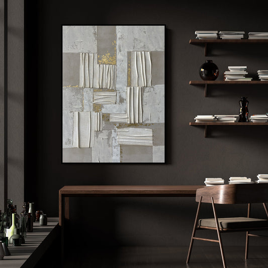 Abstract Contemporary Oil Painting in Neutral Tones for Modern Home Decor