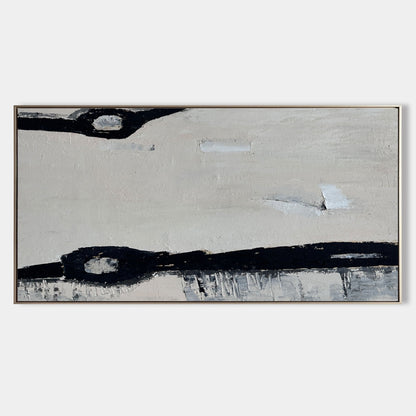 Contemporary Black and White Abstract Oil Painting for Modern Home Decor