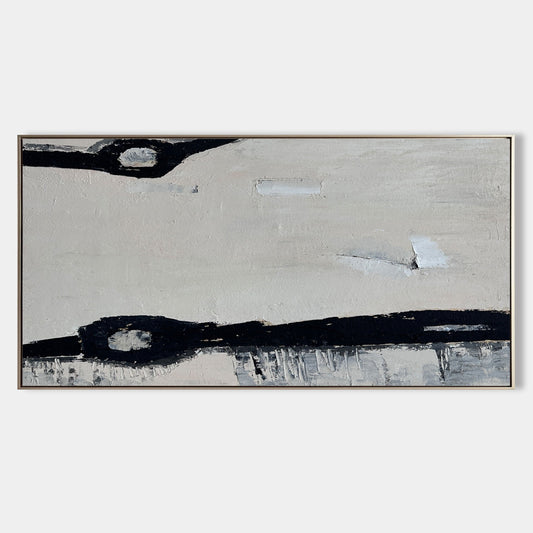 Contemporary Black and White Abstract Oil Painting for Modern Home Decor