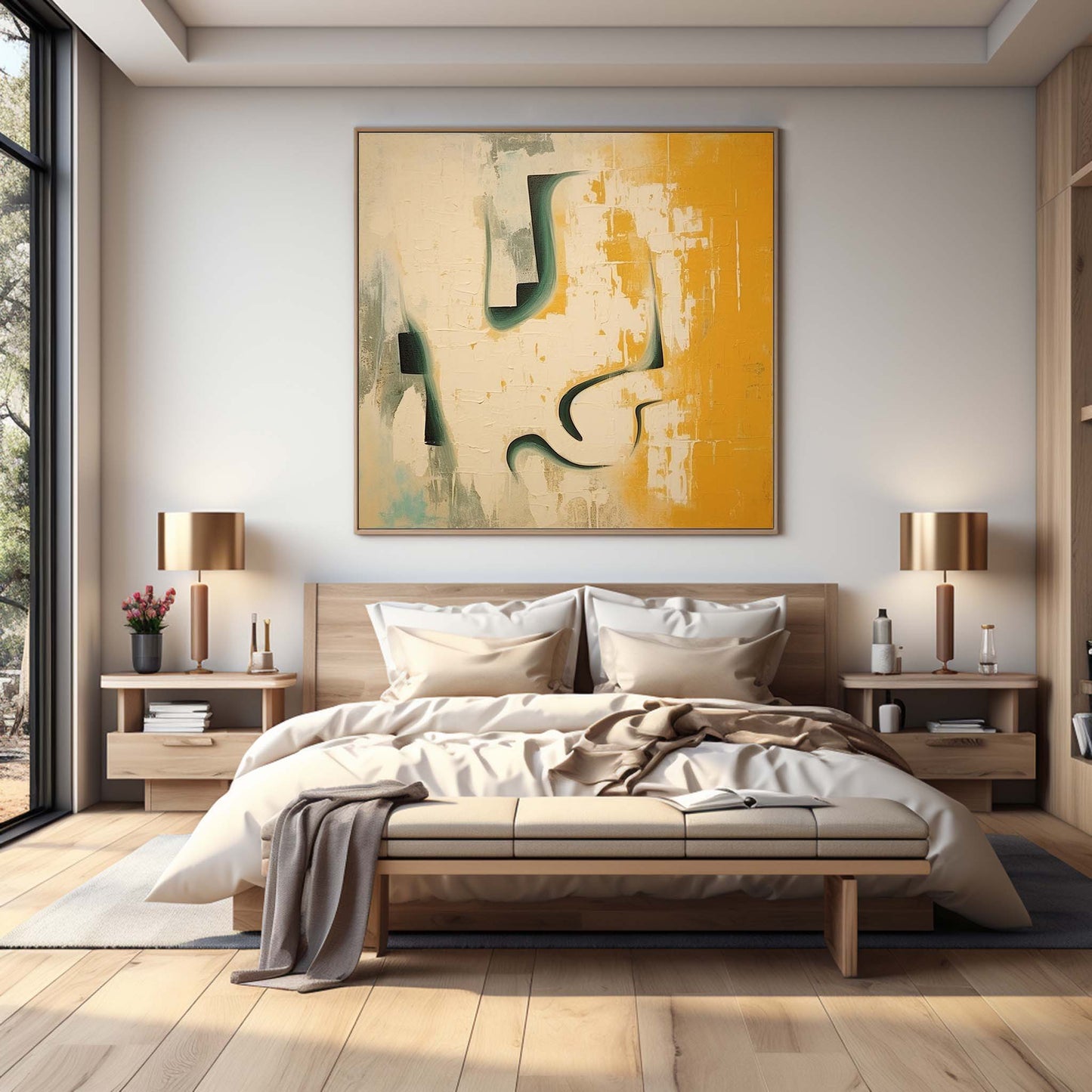 Modern Wabi-Sabi Abstract Oil Painting for Elegant Home Decor