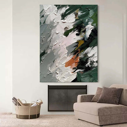 Abstract Floral Oil Painting with Vibrant Colors for Modern Decor