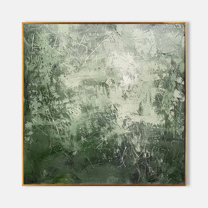 Serene Green Abstract Expressionist Oil Painting for Modern Decor