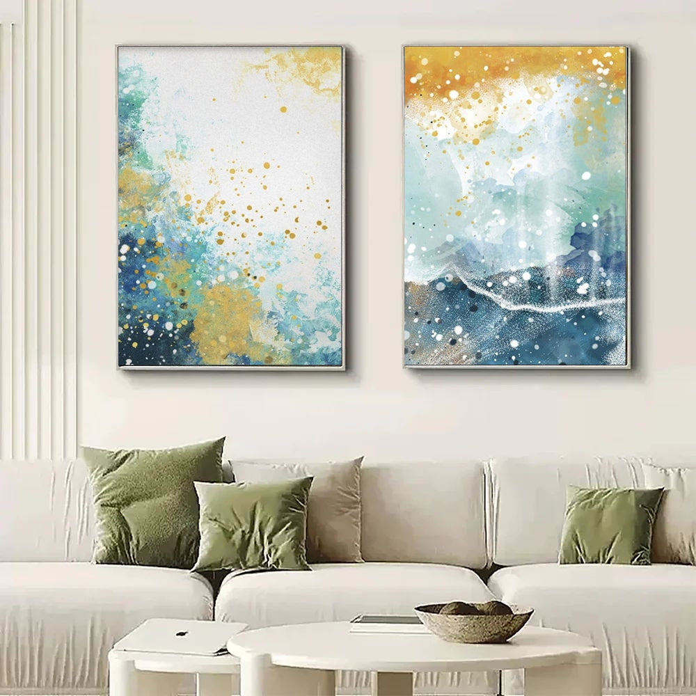 Vibrant Abstract Oil Painting Duo for Modern Home Décor