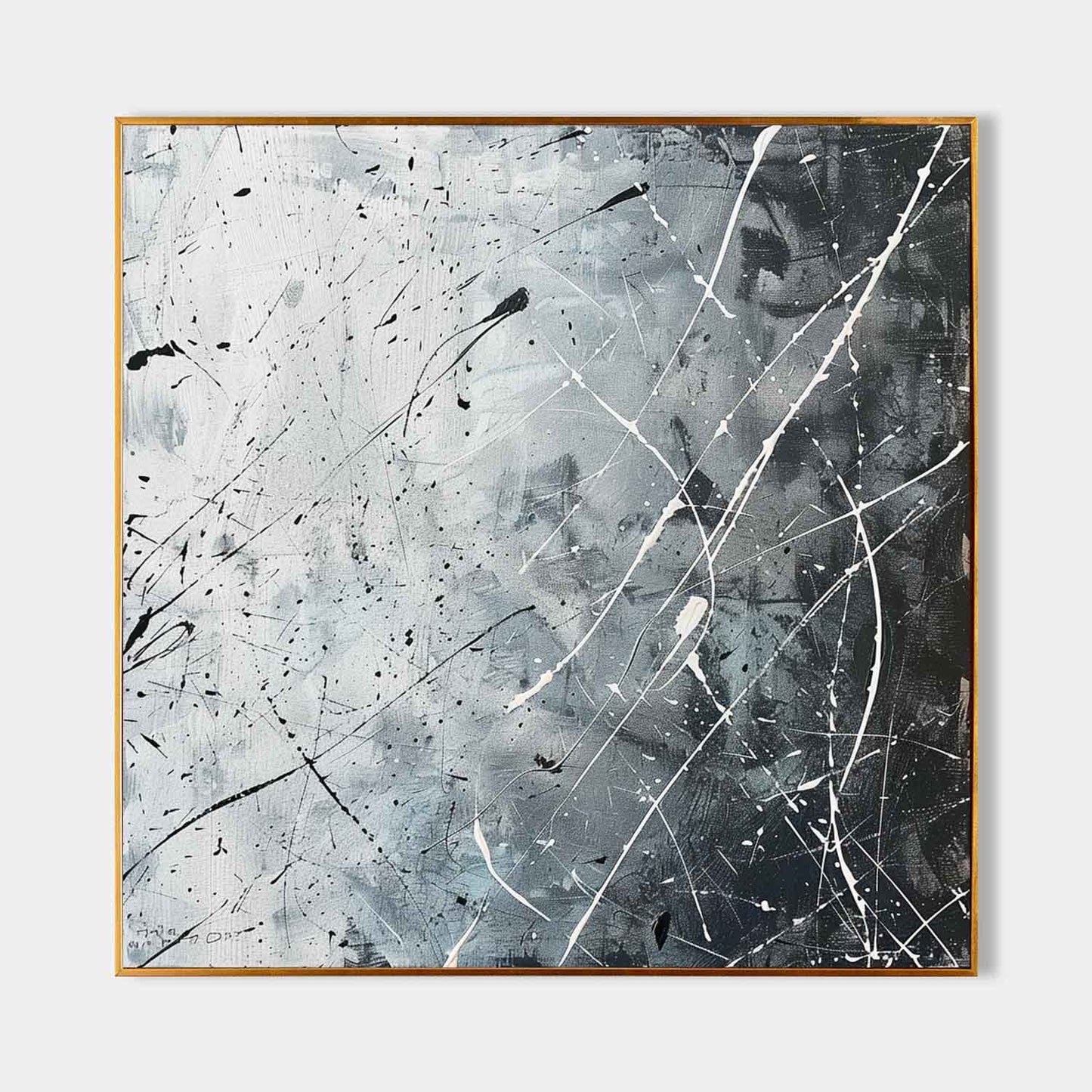 Monochrome Abstract Expressionism - Modern Oil Painting for Artistic Decor