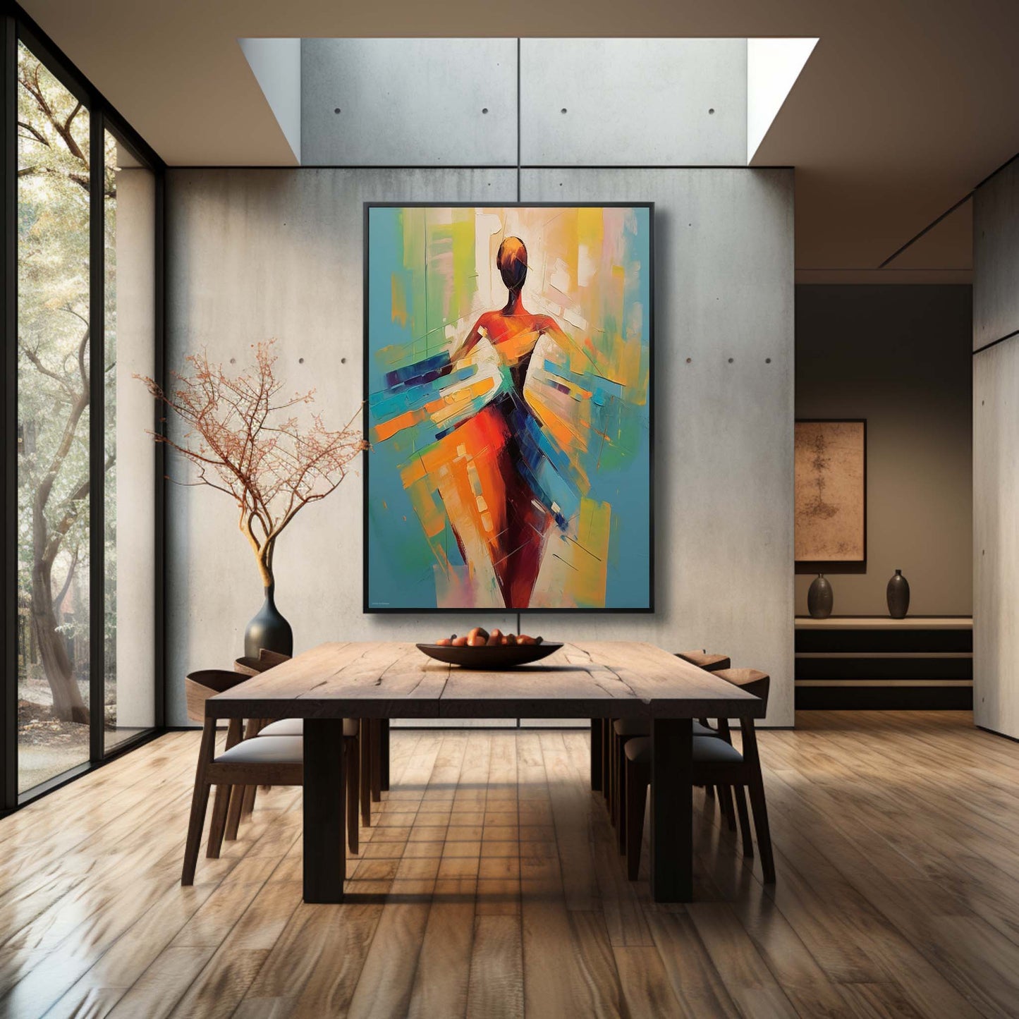 Vibrant Abstract Dance Oil Painting for Modern Home Decor