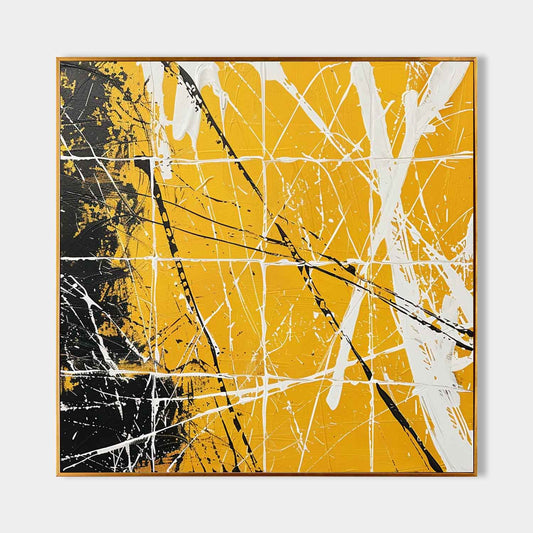 Bold Yellow Abstract Expressionism Painting for Modern Art Lovers