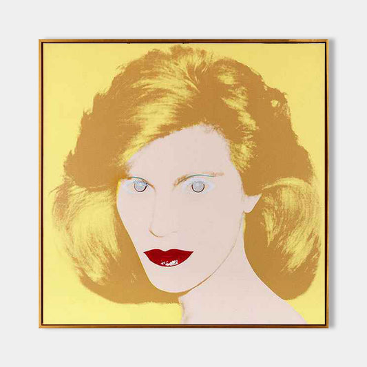 Vibrant Woman Portrait in Yellow - Modern Art Oil Painting by Andy Warhol