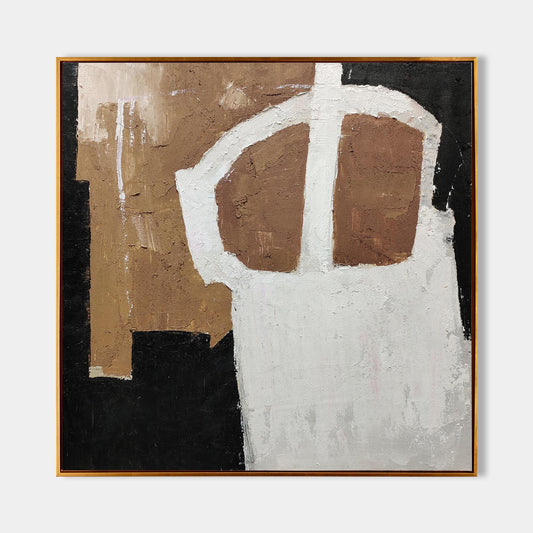 Elegant Black and Brown Minimalist Oil Painting for Modern Home Decor