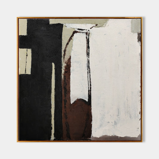 Contemporary Black and Brown Abstract Oil Painting for Modern Decor
