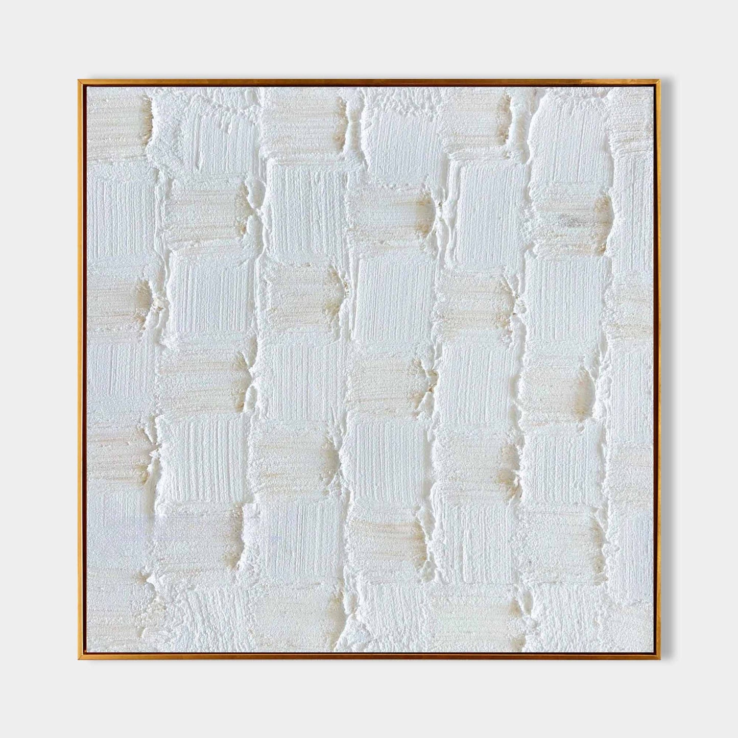 Textured White Oil Painting with Plaster Finish for Modern Home Decor