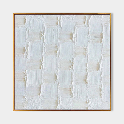 Textured White Oil Painting with Plaster Finish for Modern Home Decor