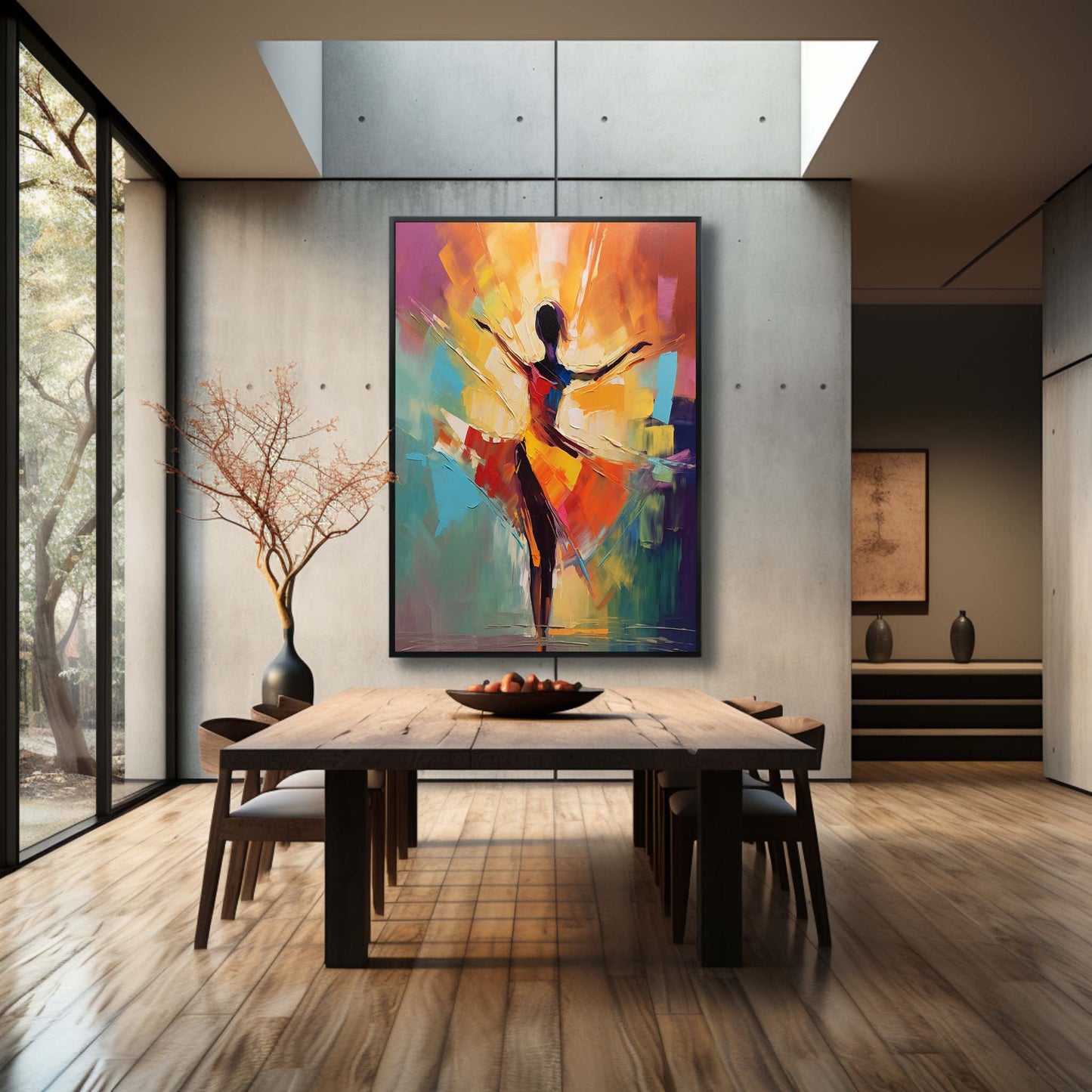 Vibrant Dancer Oil Painting - Colorful Abstract Art for Modern Home Decor