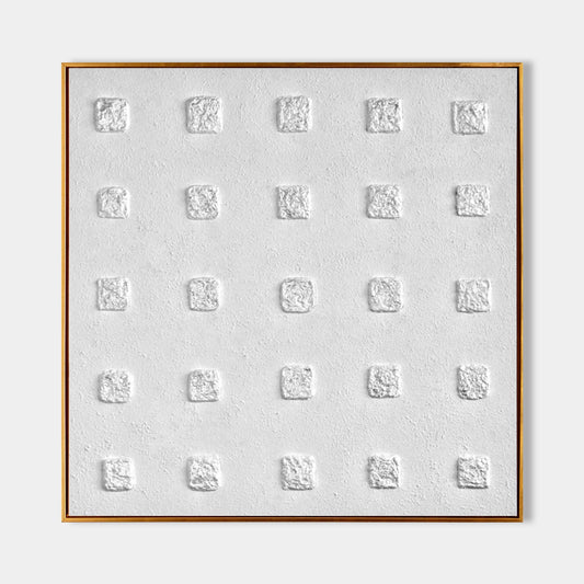Minimalist Wabi-Sabi Texture Art - Modern White Square Design for Elegant Home Decor