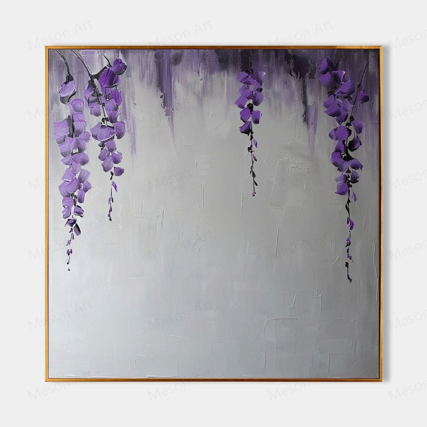 Stunning Purple Floral Abstract Oil Painting for Modern Home Decor