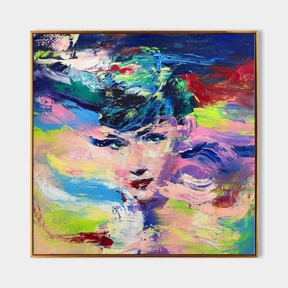 Vibrant Abstract Portrait – Colorful Oil Painting for Modern Art Lovers