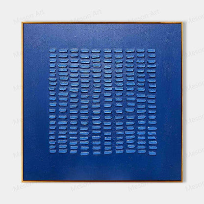 Contemporary Blue Abstract Triptych Oil Painting for Modern Home Decor