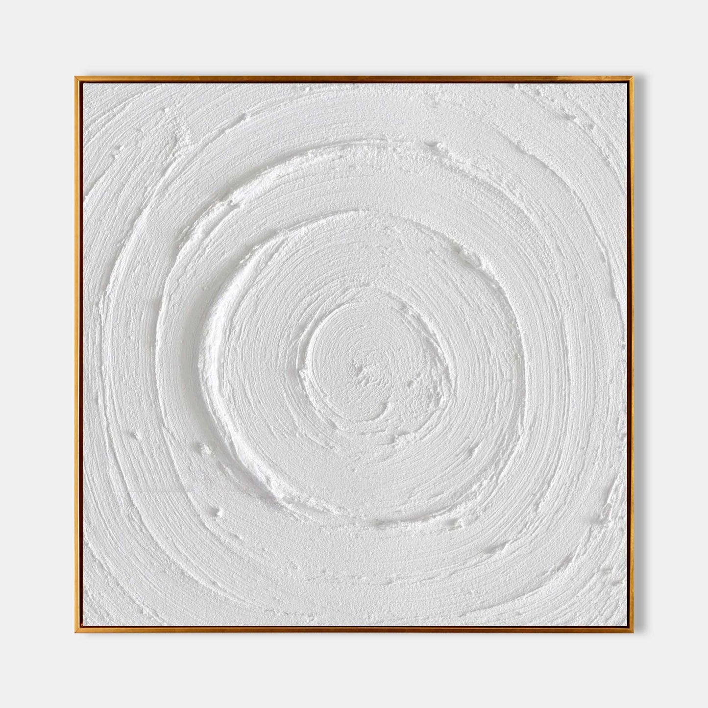 Textured White Circular Abstract Oil Painting for Modern Home Decor