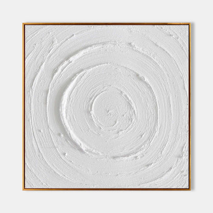 Textured White Circular Abstract Oil Painting for Modern Home Decor