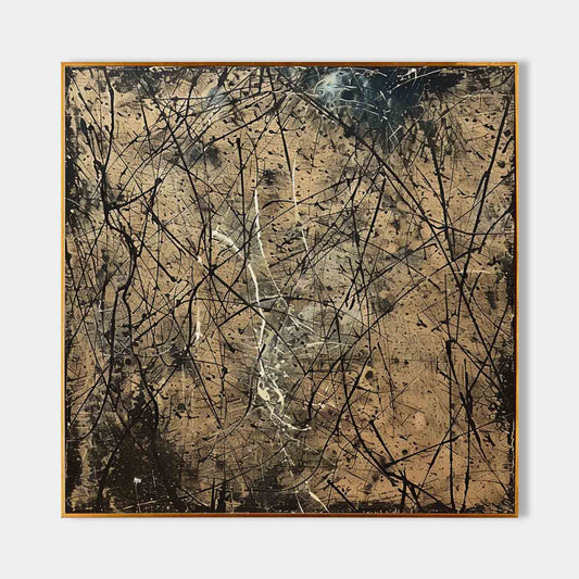 Contemporary Abstract Oil Painting with Dynamic Textures and Bold Lines