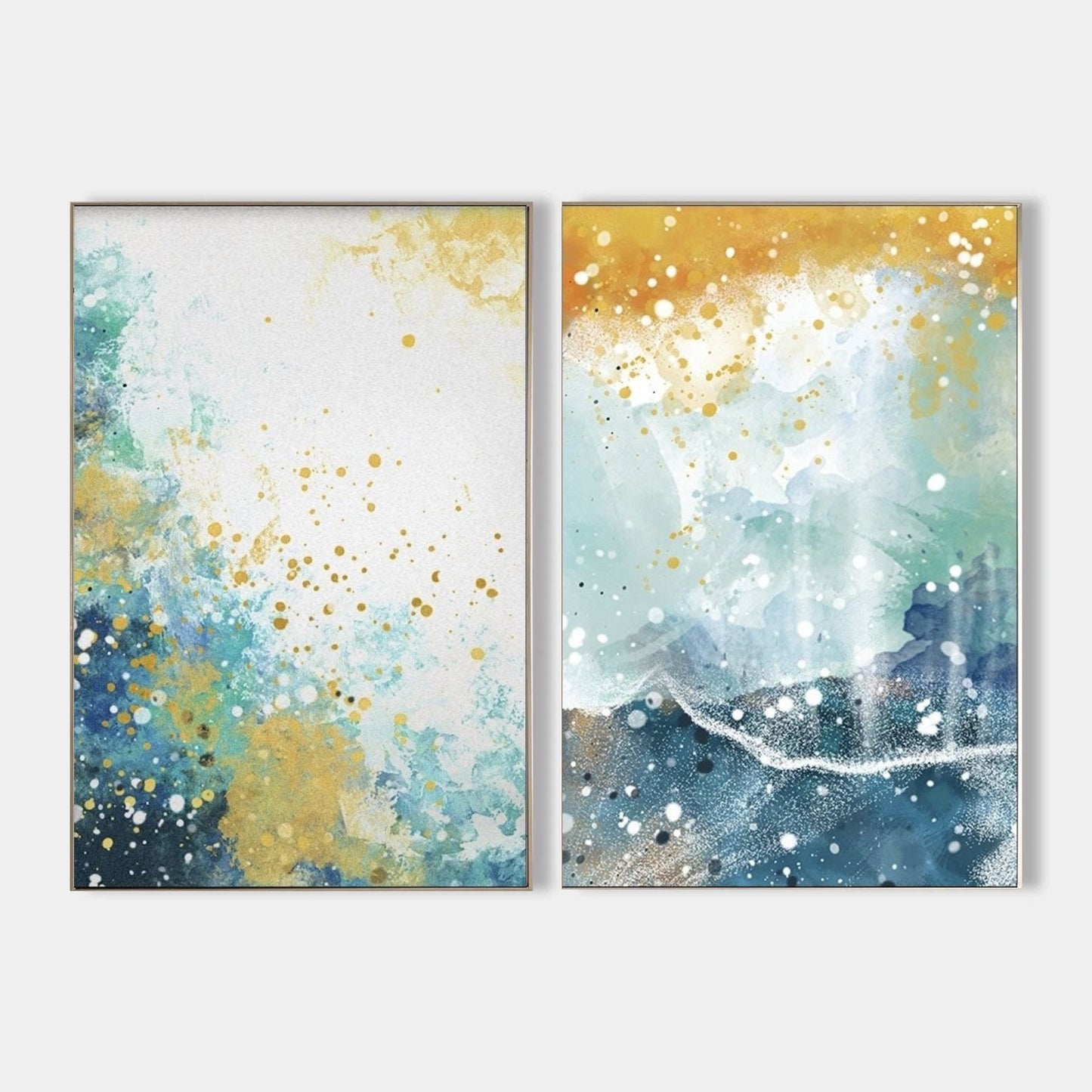 Vibrant Abstract Oil Painting Duo for Modern Home Décor