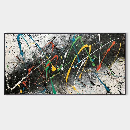 Colorful Abstract Expressionist Oil Painting for Modern Home Decor