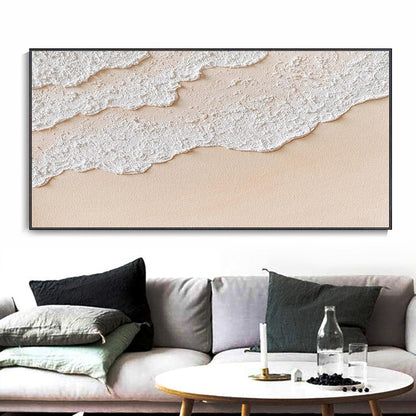 Tranquil Ocean Waves on Sandy Beach Oil Painting for Serene Home Decor