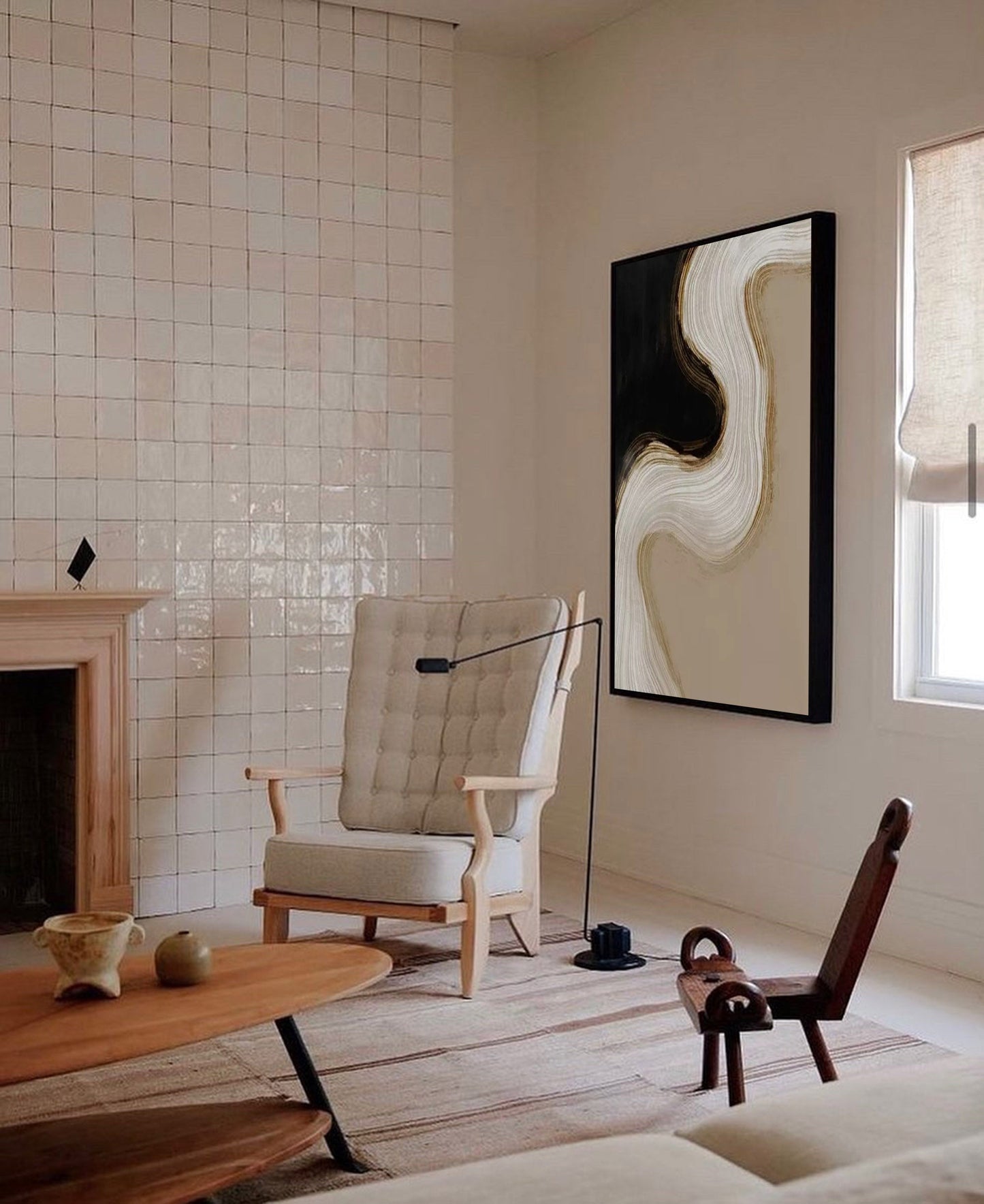 Elegant Minimalist Abstract Oil Painting for Modern Home Decor
