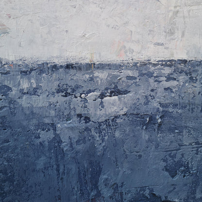 Serene Blue Ocean Abstract Oil Painting for Tranquil Home Décor