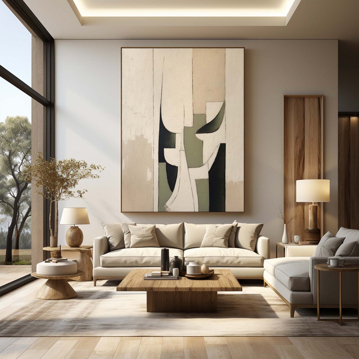 Abstract Neutral Tones Oil Painting for Contemporary Home Decor