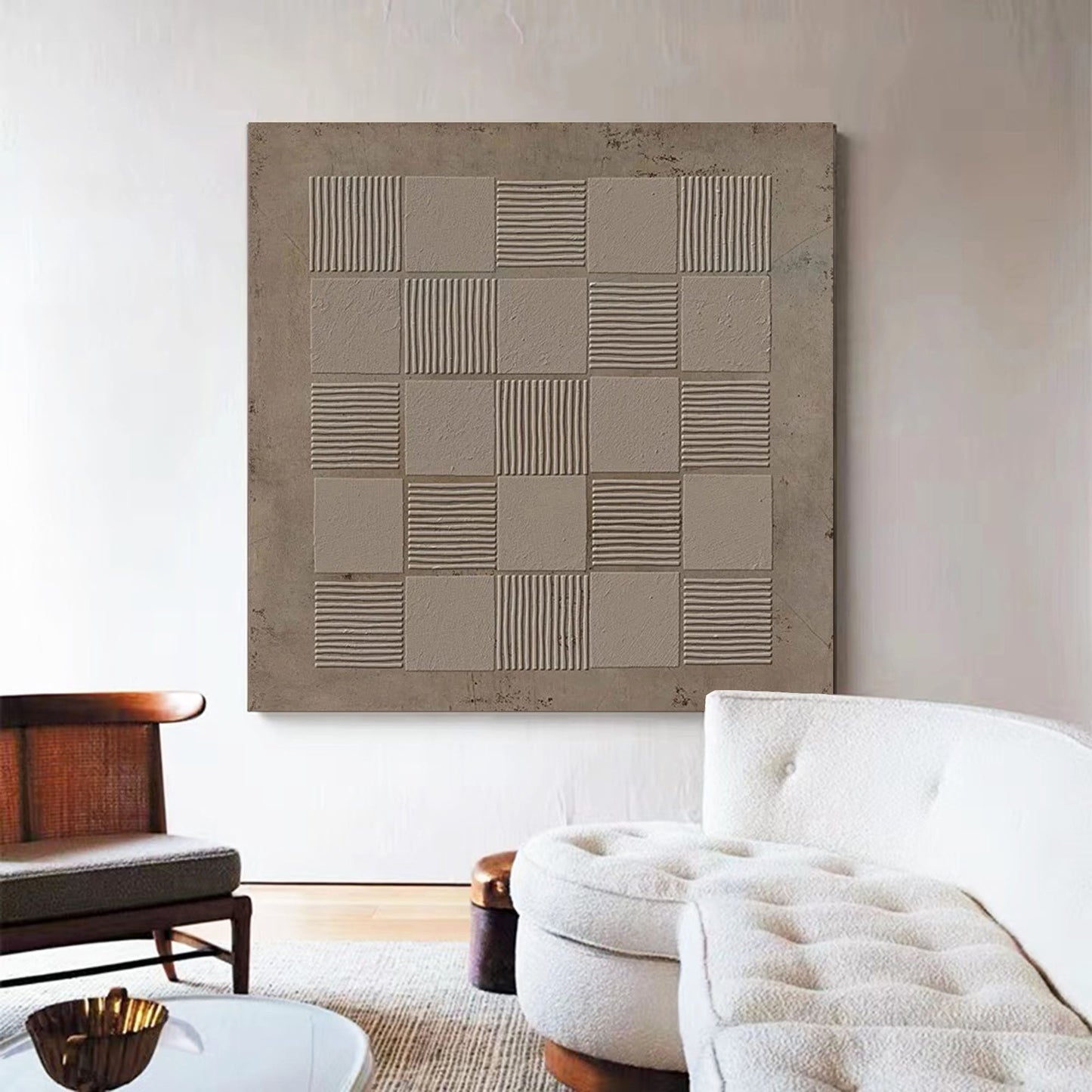 Elegant Wabi-Sabi Minimalist Oil Painting for Modern Home Decor