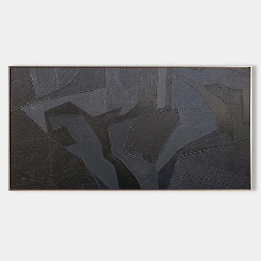 Contemporary Black Abstract Oil Painting for Modern Art Enthusiasts