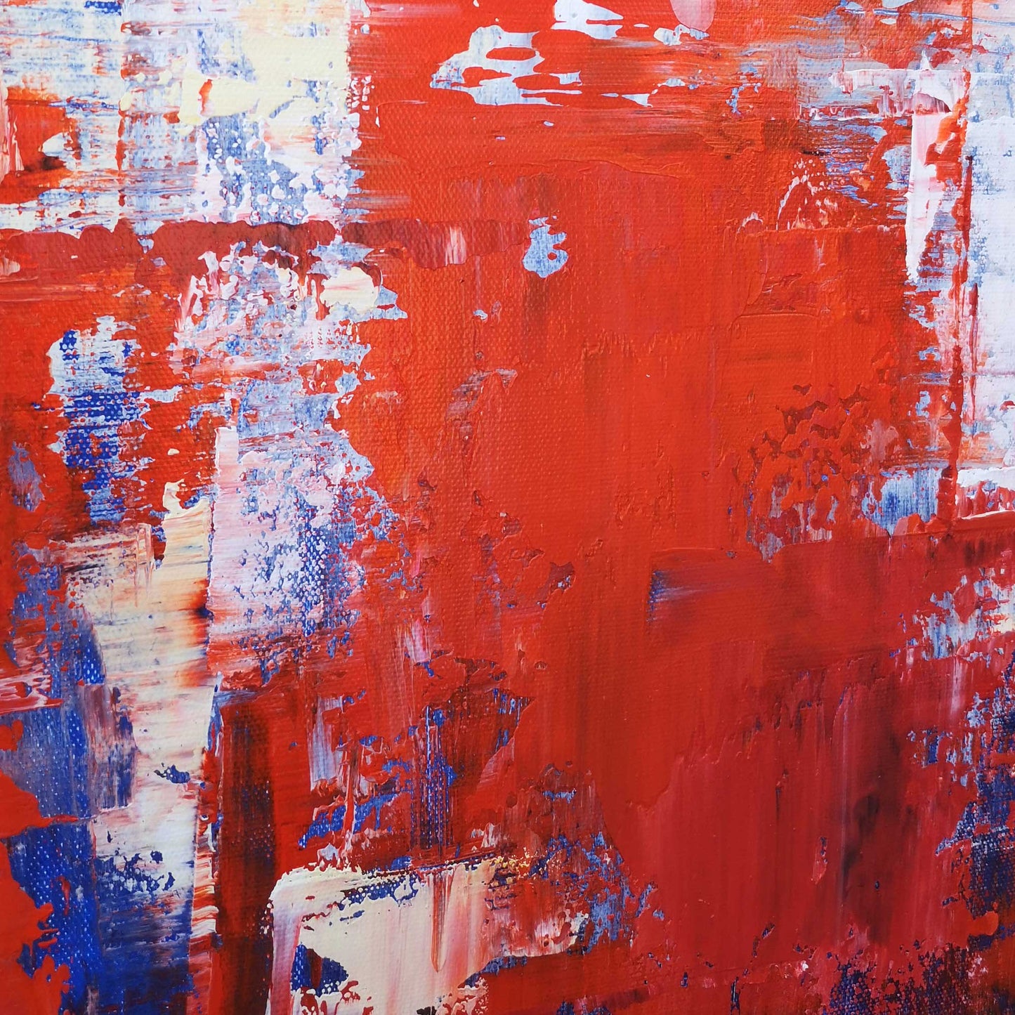 Vibrant Red and Blue Abstract Oil Painting for Modern Home D√©cor