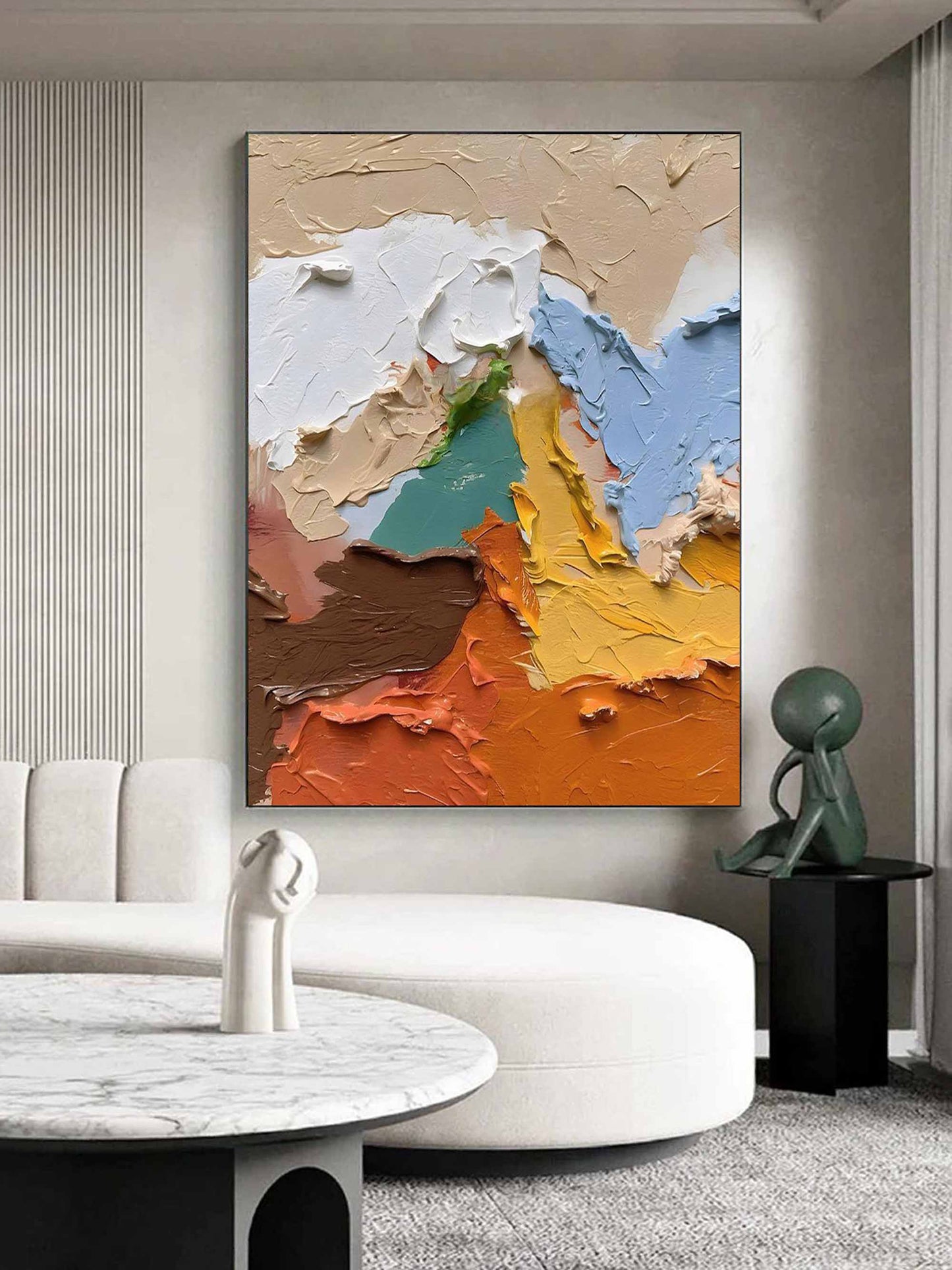 Vibrant Abstract Oil Painting with Rich Textures and Bold Colors for Stylish Decor