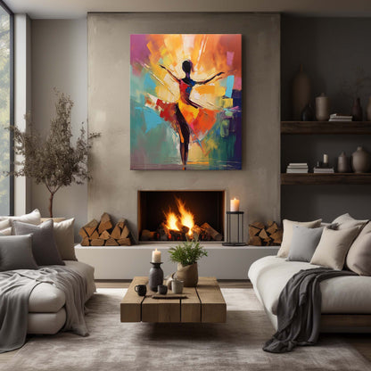 Vibrant Dancer Oil Painting - Colorful Abstract Art for Modern Home Decor