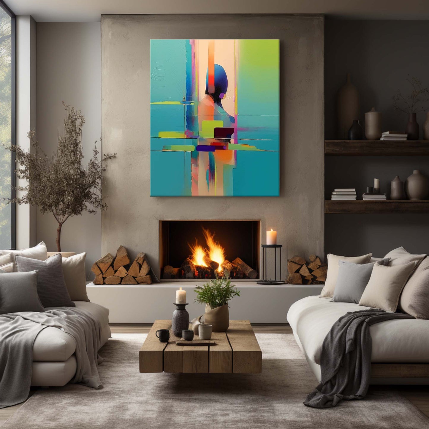 Vibrant Abstract Figure Oil Painting for Modern Home Decor