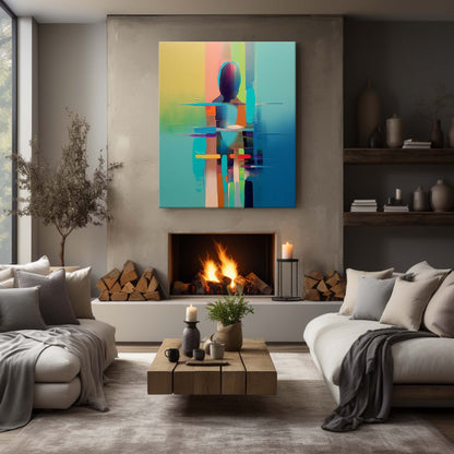 Abstract Human Figure Oil Painting in Vibrant Colors for Modern Art Decor