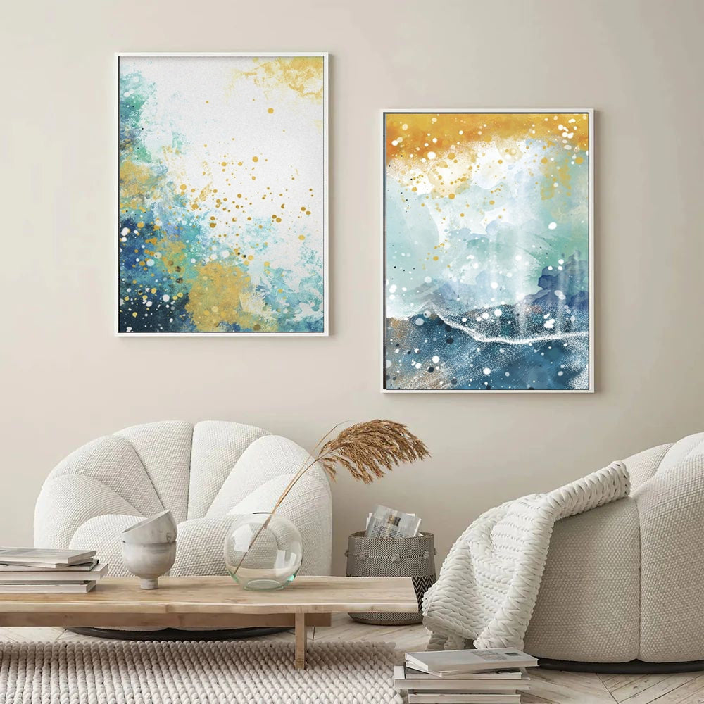 Vibrant Abstract Oil Painting Duo for Modern Home Décor